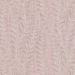 Striking leaf motif in rose pink suitable for drapery, pillows and light upholstery.