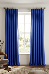 Solid blue color Curtain Panel- French Pleat