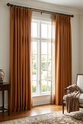 Choco brick shantung curtain fabric sold by beautifulwindowselgin.com