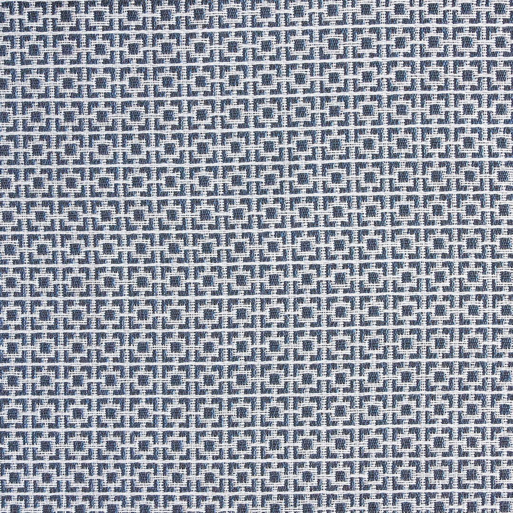 Fretwork ocean blue fabric small scale pattern |sold by beautifulwindowselgin.com
