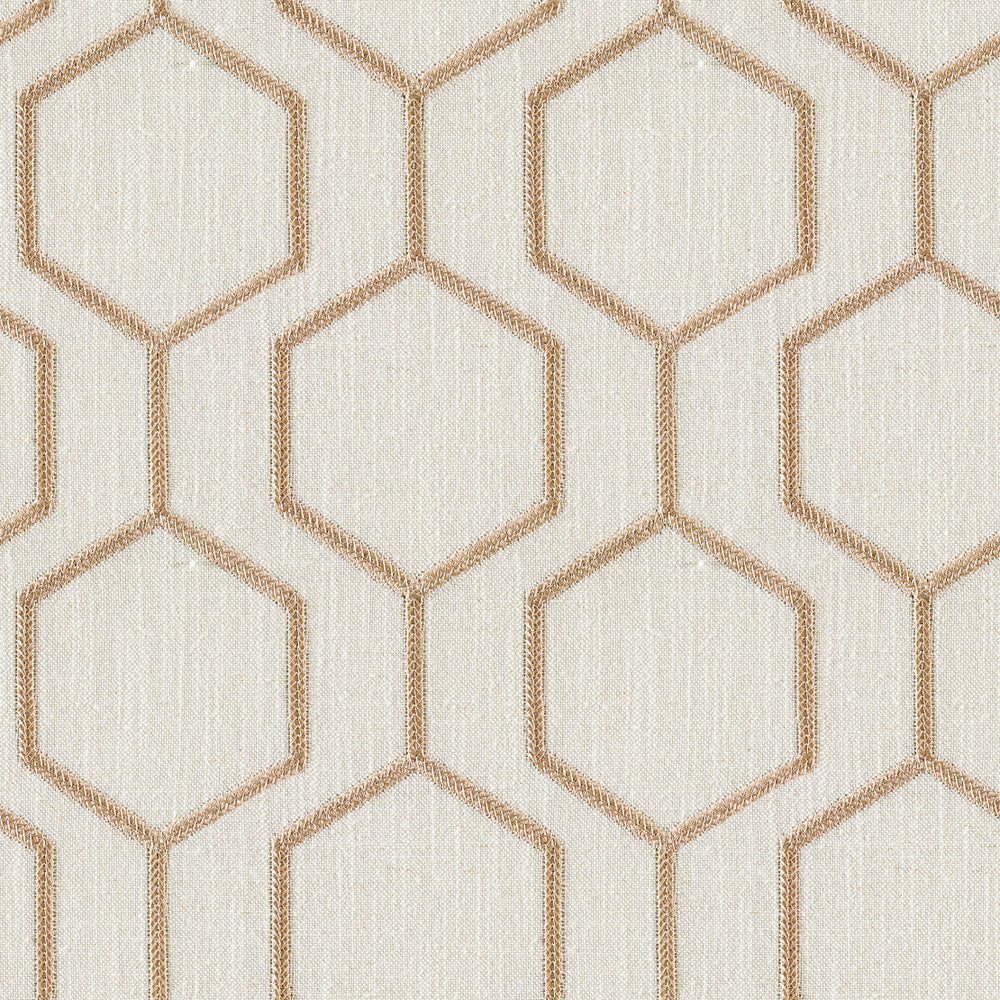 Drapery Hexagon Fabric |Rust and khaki Color| Sold by Beautiful Windows Elgin