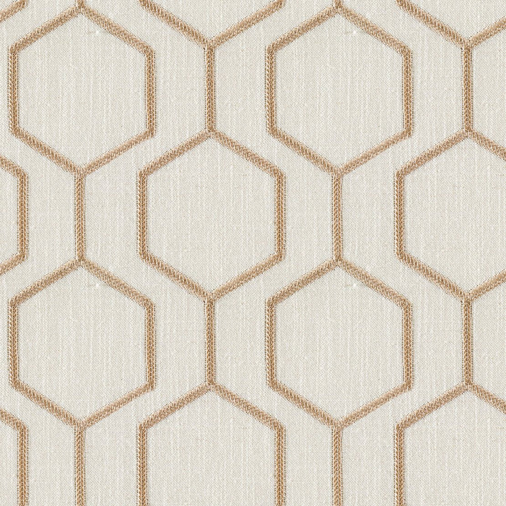 Drapery Hexagon Fabric |Rust and khaki Color| Sold by Beautiful Windows Elgin