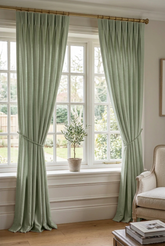 Solid light green color Linen Curtains