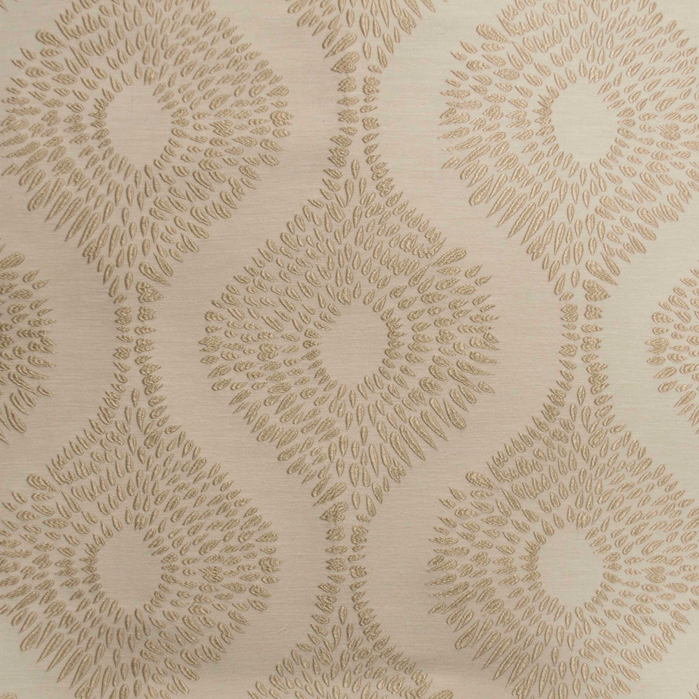 Close-up of beige upholstery fabric with an abstract geometric pattern