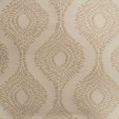 Close-up of beige upholstery fabric with an abstract geometric pattern