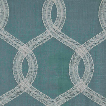 Embroidery—Blue, Green, White— 95% Polyester 5% Cotton—Sold by The Yard—54"Wide— Fast Shipping Available
