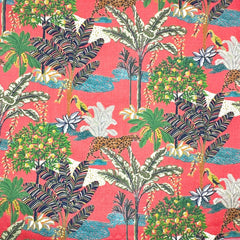 Paradise window curtain fabric, multi-color floral pink, 54” wide, 100% polyester | Sold by Beautifulwindowselgin.com