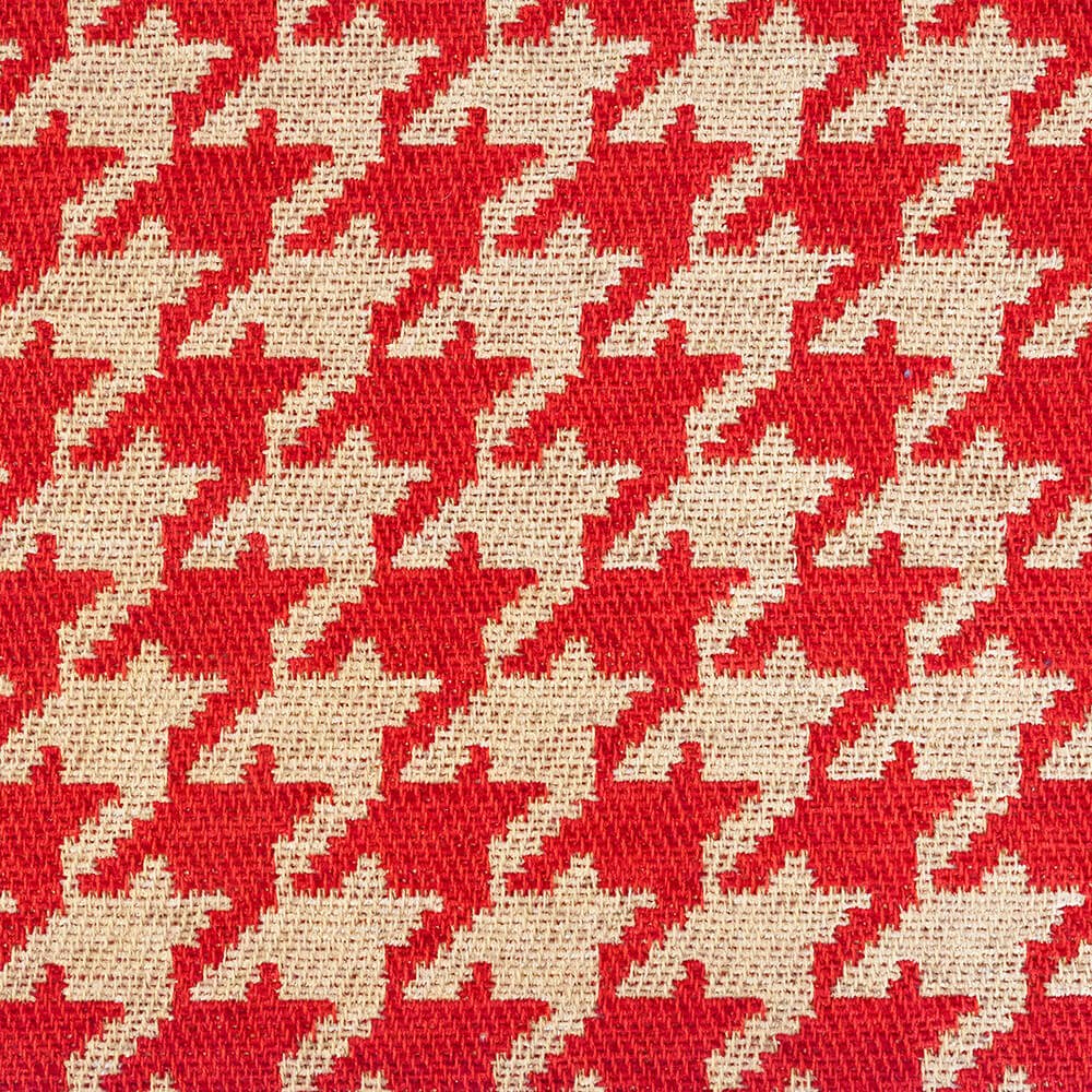 Red and beige houndstooth pattern fabric| Offered by BeautifulWindowsElgin.com—A trusted U.S. online fabric store