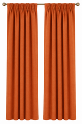 Bright pumpkin orange pinch pleated drapery panel