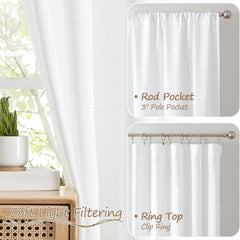 Celina Blue & White Leaf-Print Rod Pocket Curtain Panel