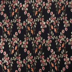 High-Opal Leaf & Vine Fabric on Black by the Yard | Multi-Color