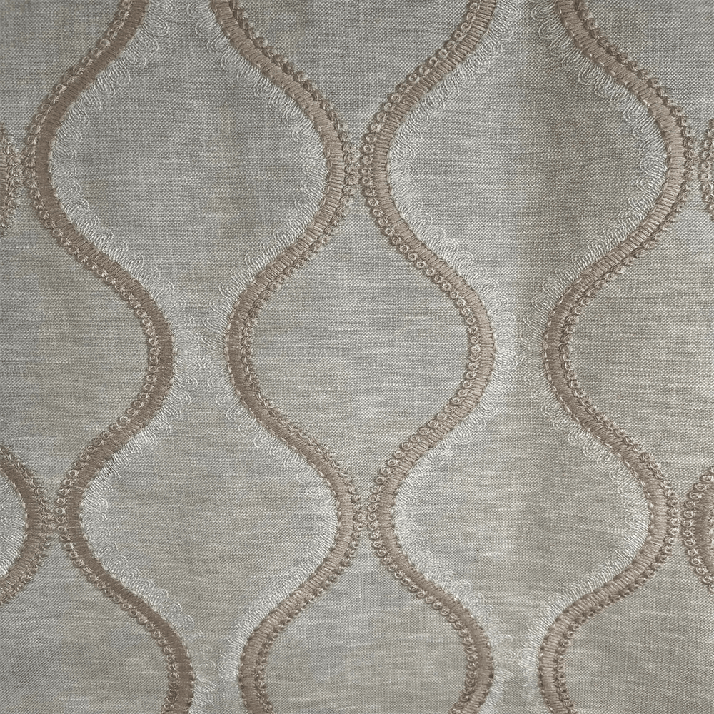 Taupe-colored fabric with a beige medallion pattern| Offered by Beautiful Windows Elgin, a trusted U.S. online fabric store with secure checkout and nationwide shipping.