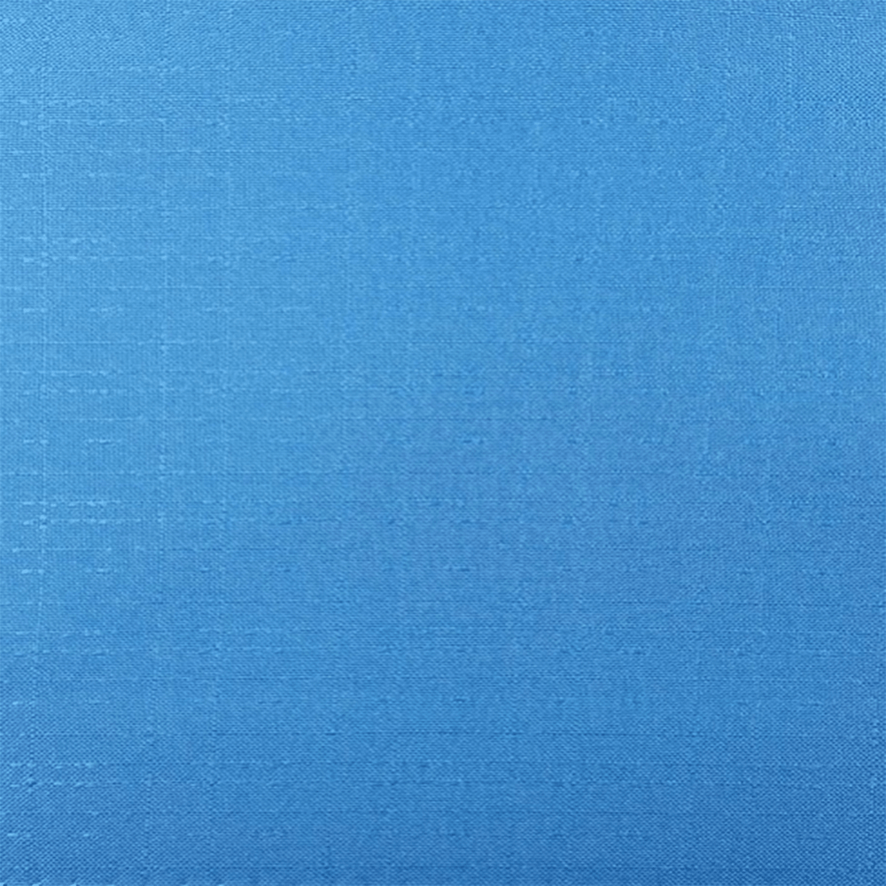 Cerulean, blue curtain panel with a soft, elegant drape hanging on a window.