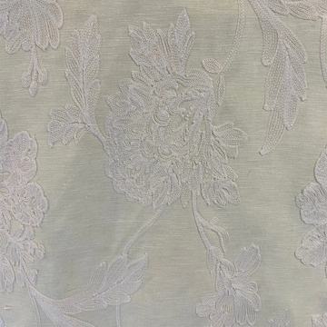 Arras Embroidery—Window Curtain Fabric—100% Cotton—Navy—Multi-Use—Sold by The Yard—54" Inches Wide