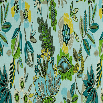 Brooks Seafoam Green Floral Fabric—Window Curtain —100% Cotton—Multi-Purpose—Sold by The Yard—54"Wide—Nationwide Shipping