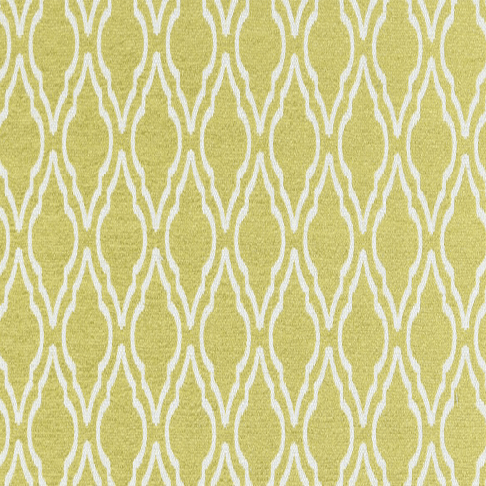 Chartreuse, yellow fabric with a geometric lattice pattern| Order at beautifulwindowselgin.com