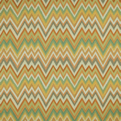 Manila Seaside Blue Zig-Zag Fabric | Cotton Blend—Sold by The Yard