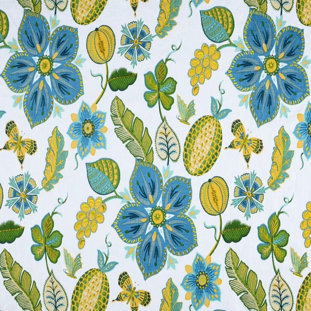 Caribbean Floral Embroidered Upholstery |95 Percent Polyester 5 Cotton Fabric 54 Inch-Beautiful Windows Elgin
