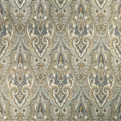Tinsley-Cotton Blend—Window Curtain—Paisley Fabric—Color Congnac/ Grey/Gold/Cream—Sold by The Yard—54" Inches Wide