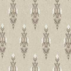 Truffle-brown hue and beige, small scale embroidery floral | sold by beautifulwindowselgin.com