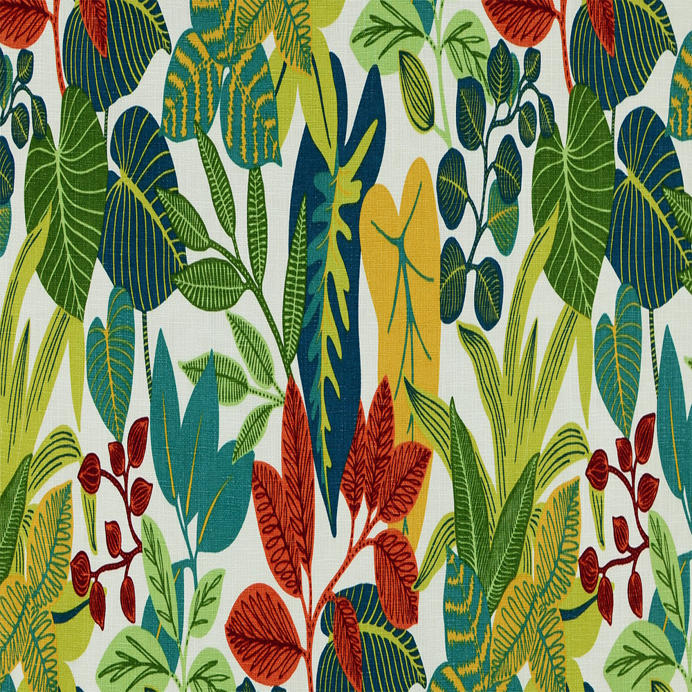 Multi-color leaf jungle fabric, 100% cotton, 52” wide, sold by the yard | Sold by the Yard