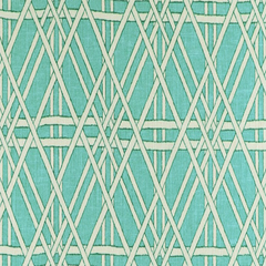 Teal White Fabric—Window Curtain —100% Cotton—Multi-Purpose—Sold by The Yard—54"Wide—Nationwide Shipping