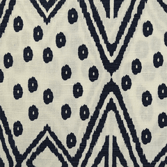 Tribal Art Navy Blue Window Curtain Fabric| 54" Wide