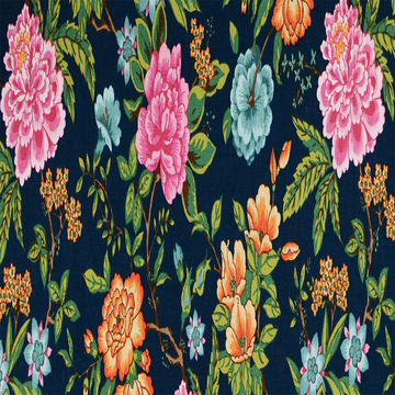 Keana Floral Classic Navy Blue—Window Curtain Fabric—100% Cotton—Multi-Purpose—Sold by The Yard—54"Wide