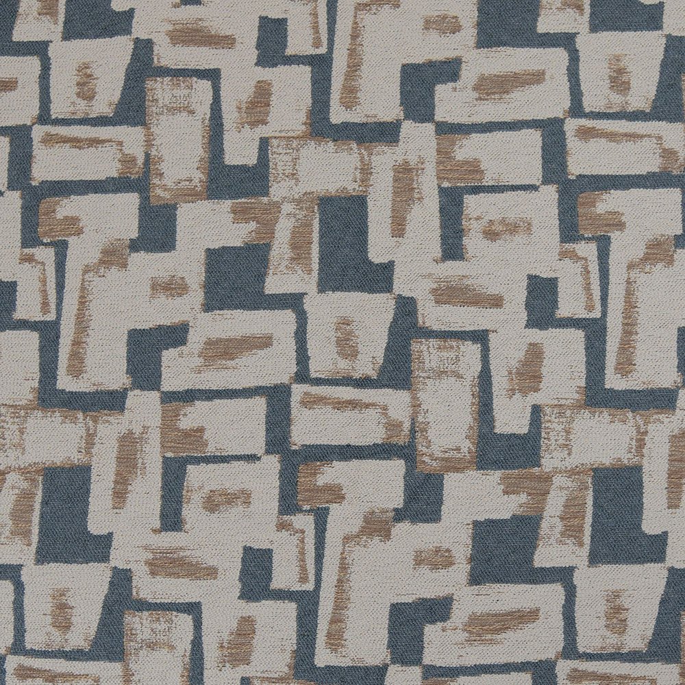 Geometric pattern featuring a combination of blue, off-white, and brown colors| Sold by Beautifulwindowselgin.com