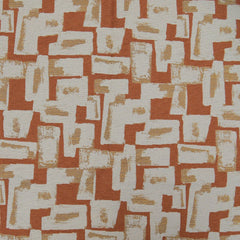 Custom upholstery textile orange and red geometric shapes on a white background| Beautiful Windows Elgin