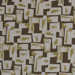 Latte brown geometric pattern fabric with beige and gold accents | Beautiful Windows Elgin