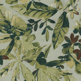 Close-up of a fabric with a leaf pattern on a light background