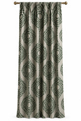 Emerald & Beige Pinch Pleat Curtain — 47" Wide — Polyester Blend