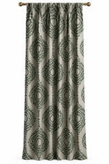 Emerald & Beige Pinch Pleat Curtain — 47" Wide — Polyester Blend
