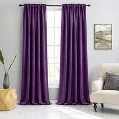 Premium Sapphire Rod Pocket Curtain Panel Polyester 47 Inch Wide