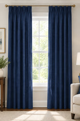 Navy Blue Pinch Pleated Curtain Panel – 4" Header, 47" Wide