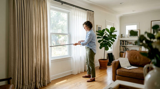 Designer measuring drapes with different fullness