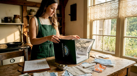 Designer comparing fabric samples in sunlight