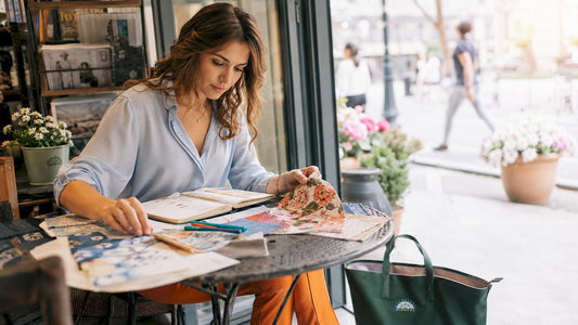 Interior designer reviewing fabric swatches