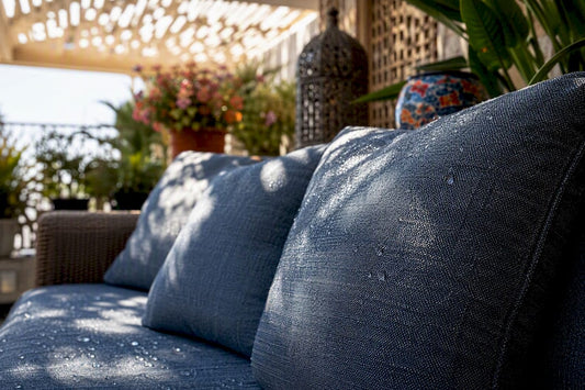 Close-up of outdoor olefin fabric cushion