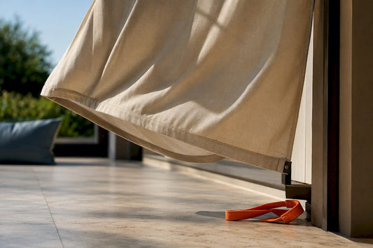 Outdoor curtain hem lifting in wind