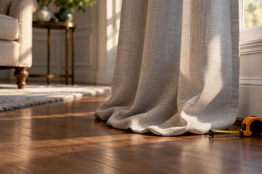 Curtain panel forming a shallow floor puddle