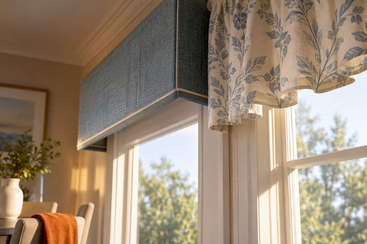 Cropped cornice and valance fabric details