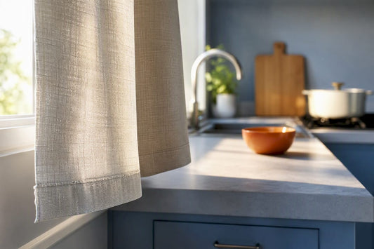Grease-resistant fabric beside kitchen window