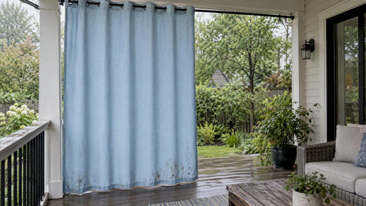 Outdoor curtain drying fully open after rain