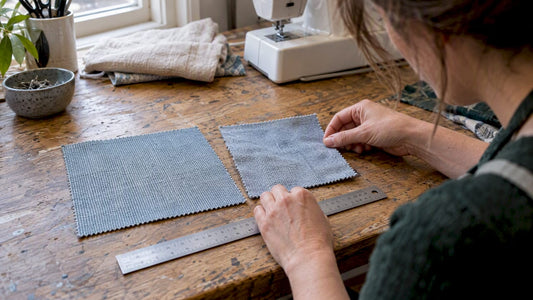 Comparing washed and unwashed fabric swatches