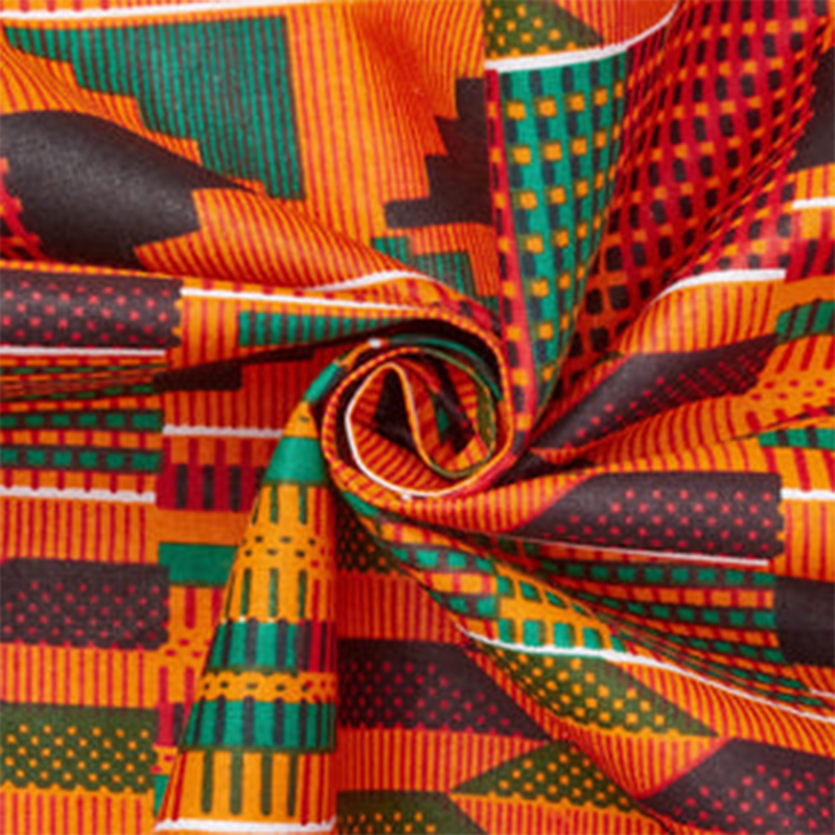 Kante African Print Cotton—Orange-Color—High-Quality African Pint Fabric—100% Polyester—Sold by the Yard—54" Inches Wide