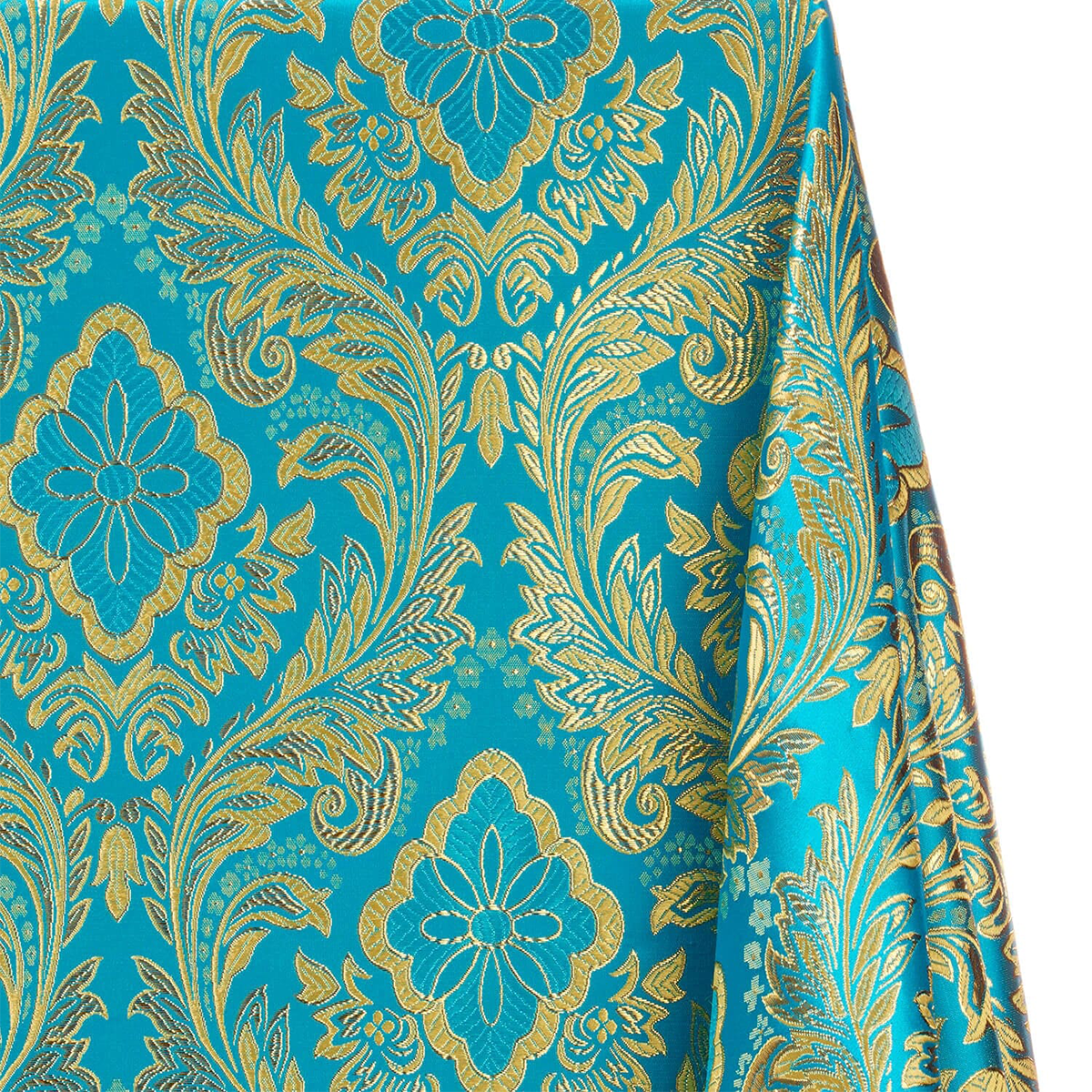 Salisbury—Brocade Metallic Fabric—Turquoise & Gold—58"Inche Wide—Multi-Purpose —Damask —Sold by the Yard