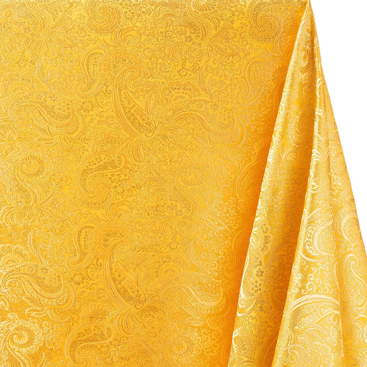 Riverside Woven Plain—Gold and Gold Hue—Paisley Brocade Fabric