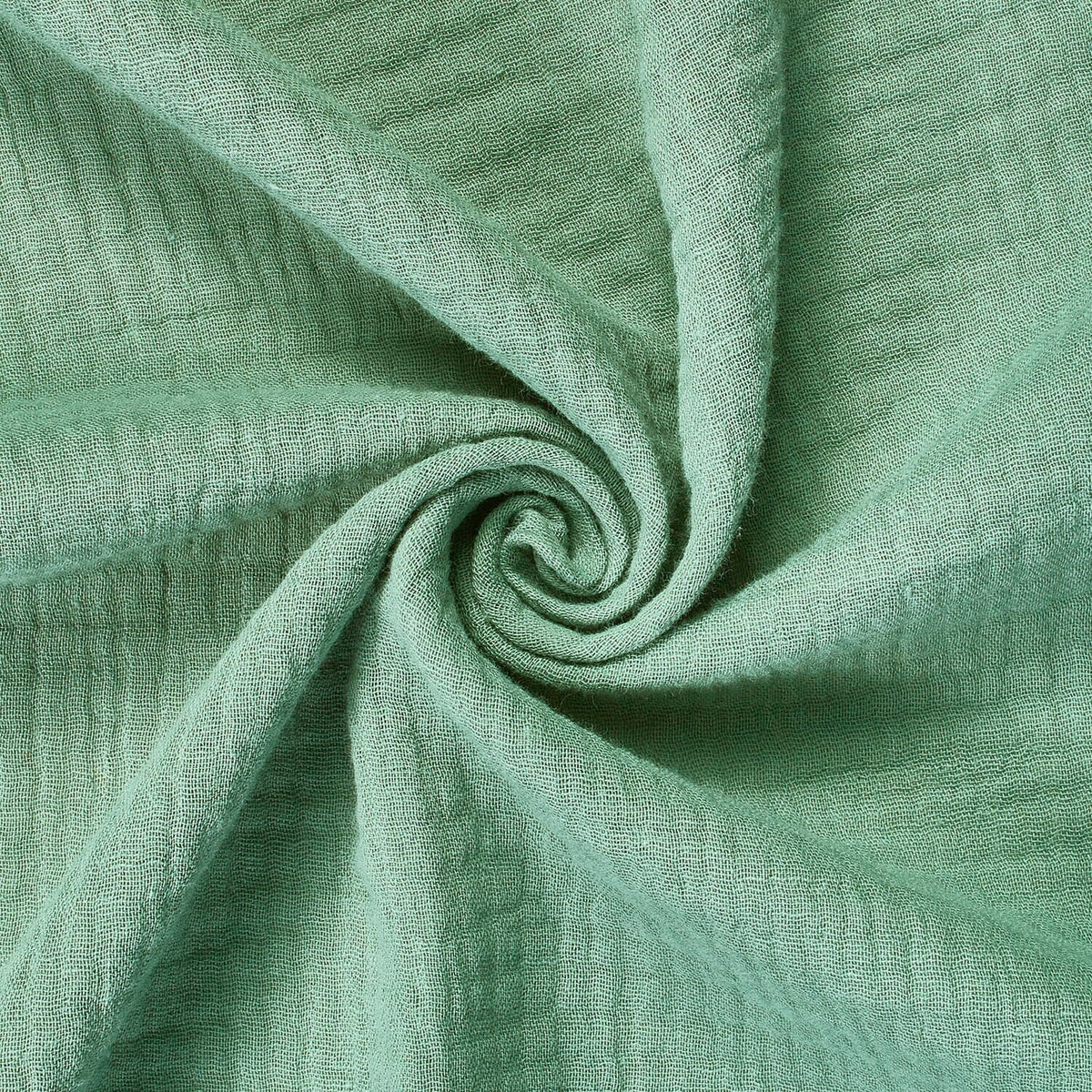 Lagoon Luxe Green Double Cotton Gauze Material—Double Cotton Gauze Material—Width 57/58 Inches Wide—Sold by the Yard—Nationwide Shipping Available.